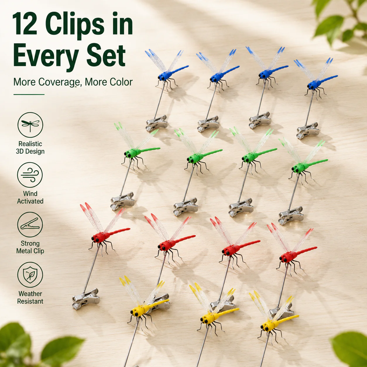 🔥Outdoor Fake Dragonfly Rod Clip, Garden Metal Dragonfly Clip,Repel annoying biting insects