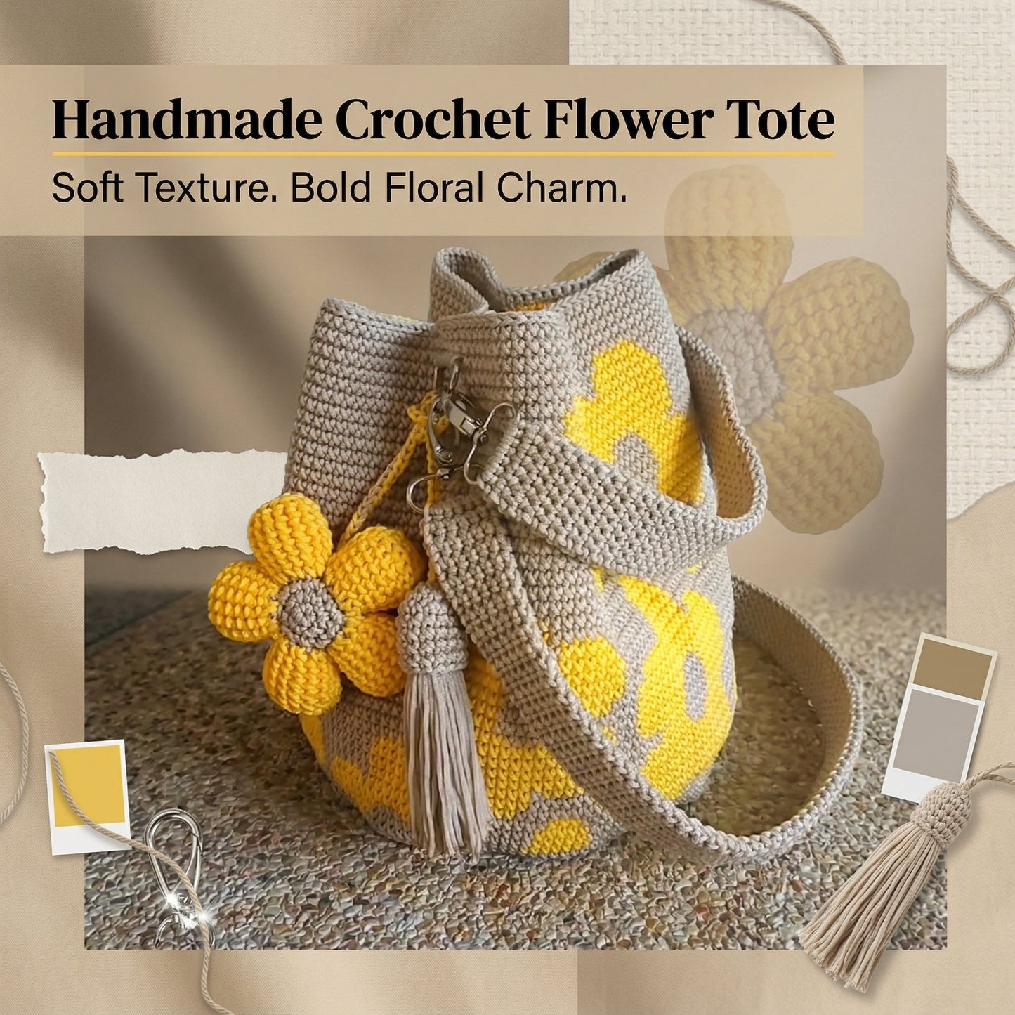 Handmade Crochet Flower Tote 🌼✨