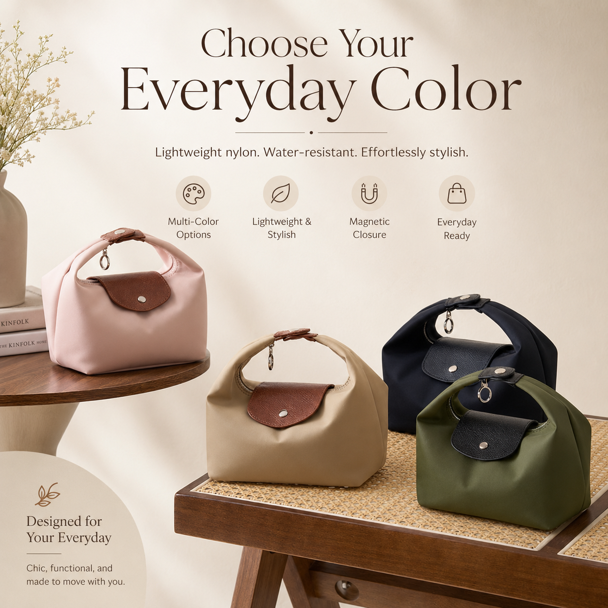 🏆1 Bestselling🏆Fashion Crescent Bag – Lightweight Nylon Handbag with Adjustable Strap