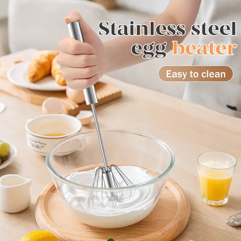 havitera®🥄✨LAST DAY 50% OFF ✨ Stainless Steel Hand-Push Rotary Whisk – Effortless Mixing in Seconds!