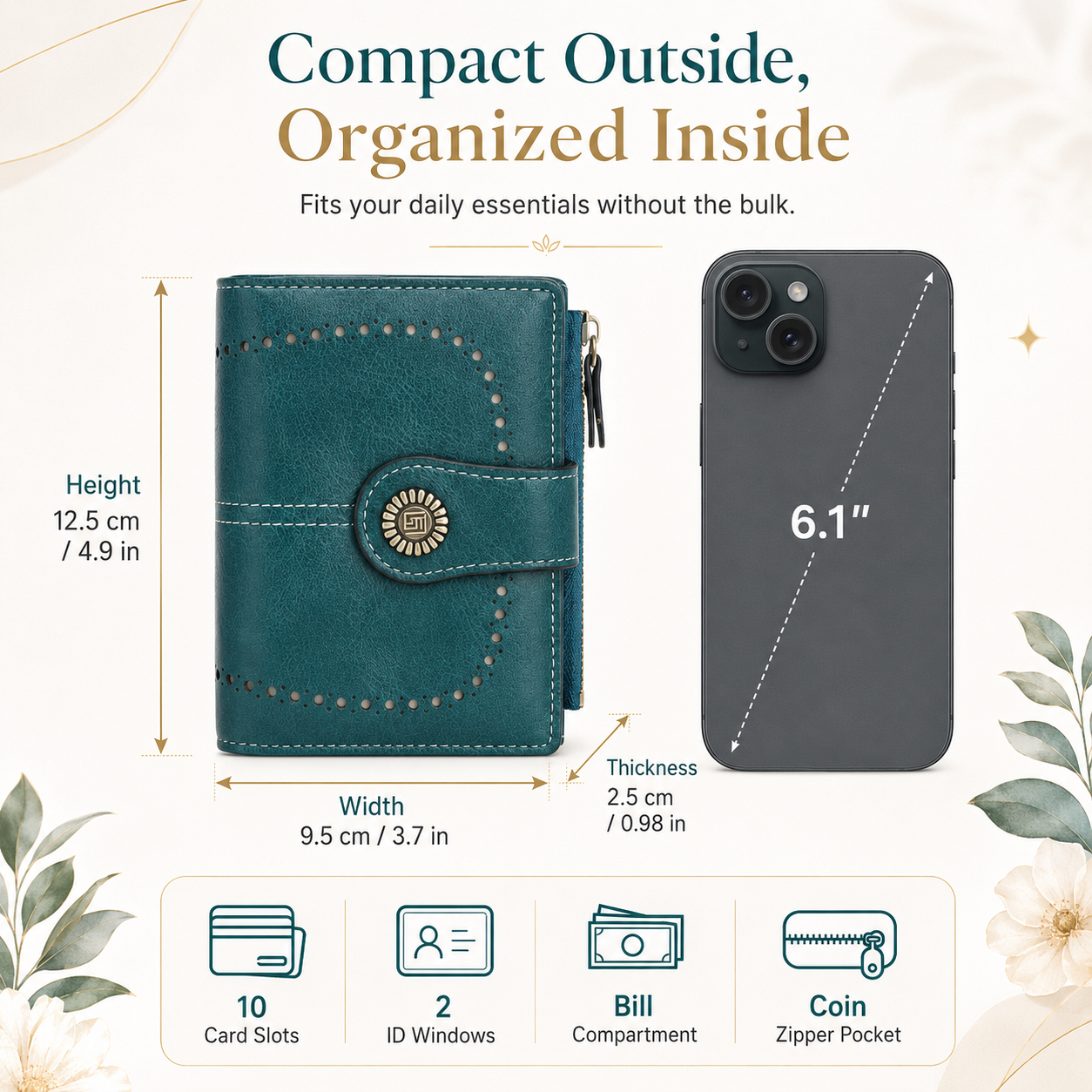 🎁 Almost Gone! ✨Women's Fashion Hollow Out Design Flower Decor Short Wallet