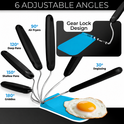 🔥Adjustable Angle Spatula – Turner & Flipper for Eggs, Pancakes, Burgers | Swappable Spatula Heads