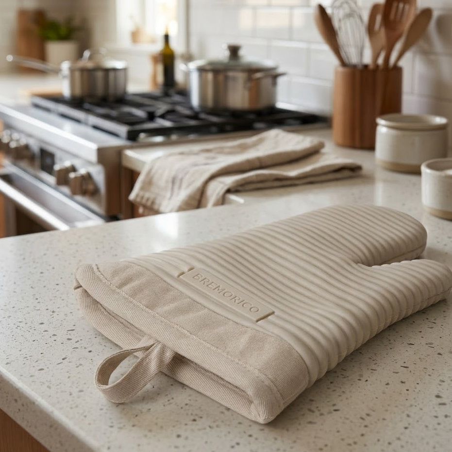 Havitera 2-Pack Heavy Duty Silicone Oven Mitts, Heat Resistant Kitchen Gloves