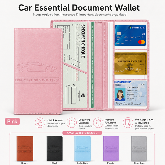 ✨Car Registration & Insurance Card Holder,Car Essential Document Wallet