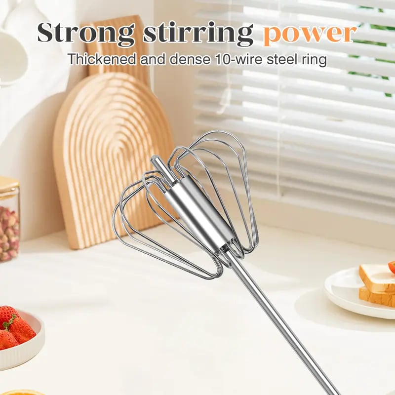 havitera®🥄✨LAST DAY 50% OFF ✨ Stainless Steel Hand-Push Rotary Whisk – Effortless Mixing in Seconds!