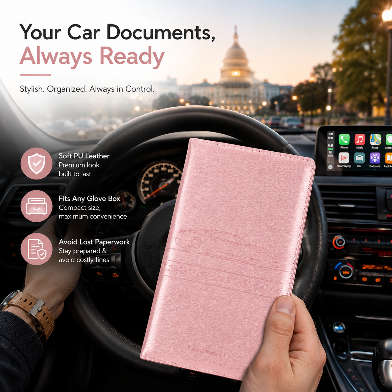 ✨Car Registration & Insurance Card Holder,Car Essential Document Wallet