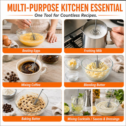 havitera®🥄✨LAST DAY 50% OFF ✨ Stainless Steel Hand-Push Rotary Whisk – Effortless Mixing in Seconds!