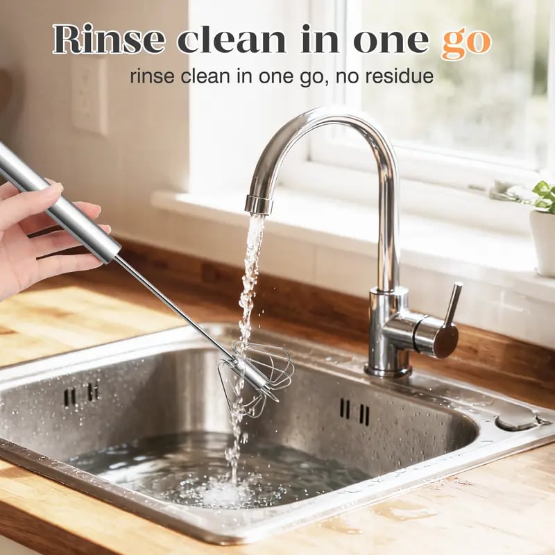 havitera®🥄✨LAST DAY 50% OFF ✨ Stainless Steel Hand-Push Rotary Whisk – Effortless Mixing in Seconds!