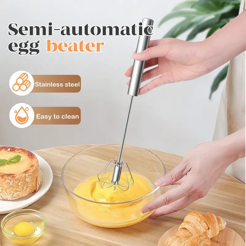 havitera®🥄✨LAST DAY 50% OFF ✨ Stainless Steel Hand-Push Rotary Whisk – Effortless Mixing in Seconds!