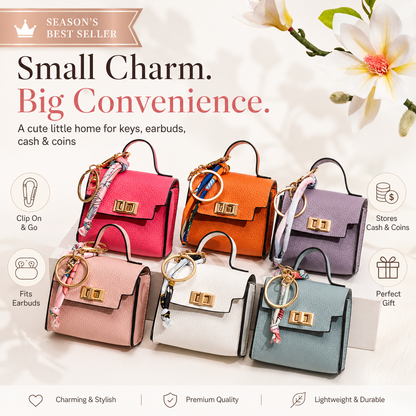💥 Almost Gone! Cute Mini Bag Pendant for Car Keys & Purses 🌈 Top-Tier Leather. Don't Miss the Season’s Best Seller! 🏆