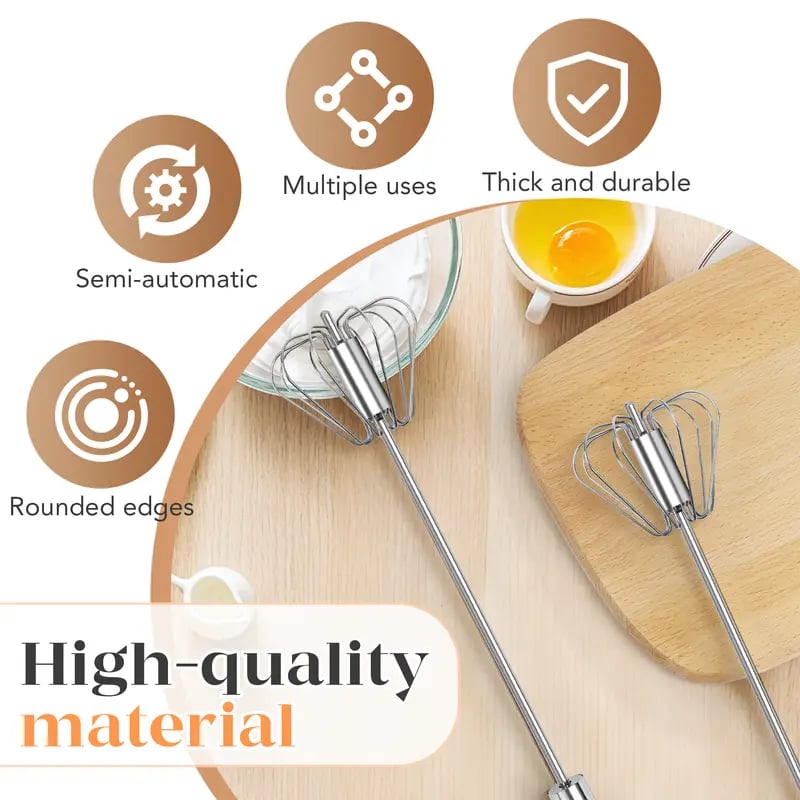 havitera®🥄✨LAST DAY 50% OFF ✨ Stainless Steel Hand-Push Rotary Whisk – Effortless Mixing in Seconds!