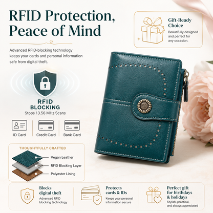 🎁 Almost Gone! ✨Women's Fashion Hollow Out Design Flower Decor Short Wallet