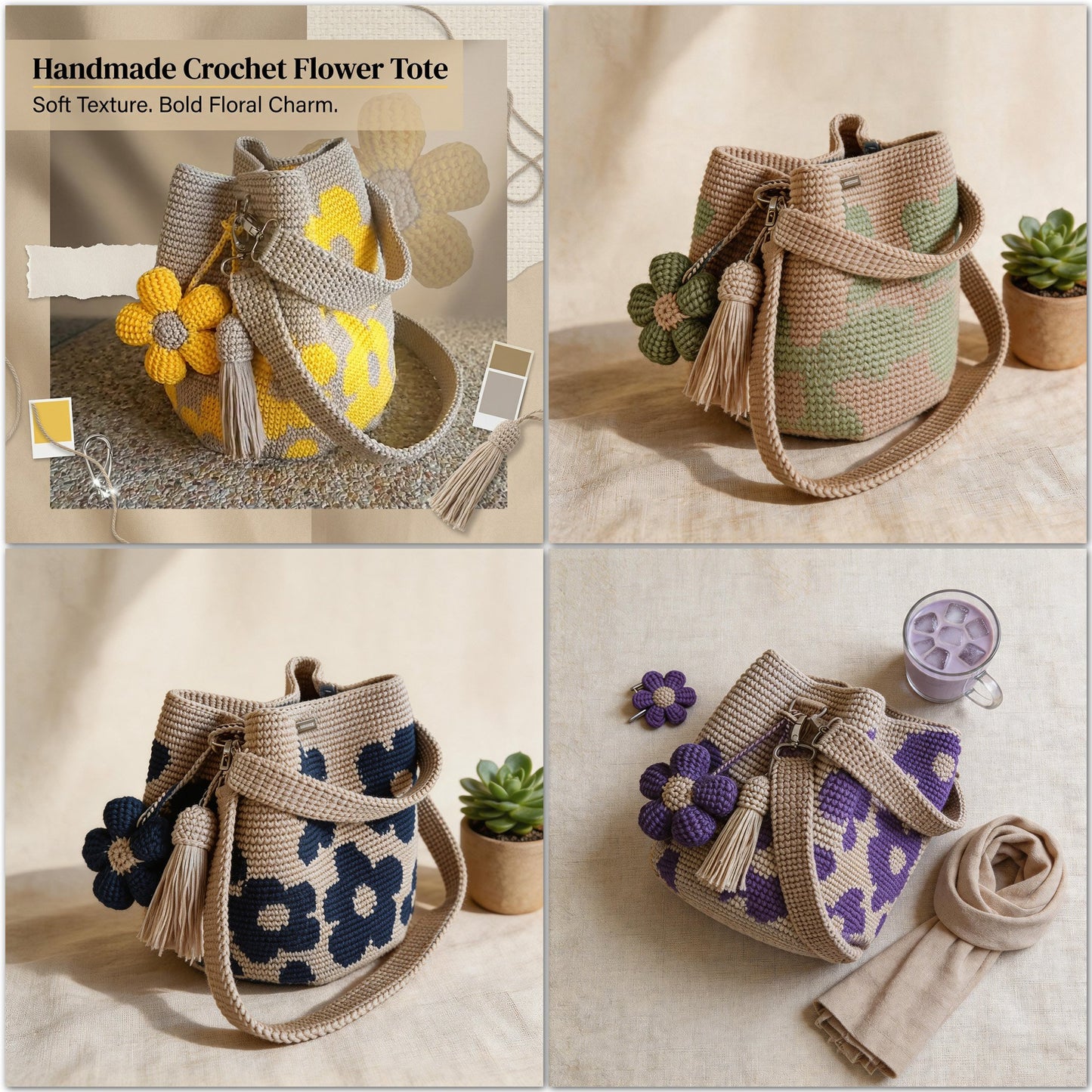 Handmade Crochet Flower Tote 🌼✨