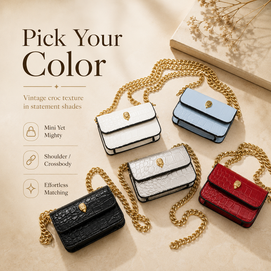 🏆 Top Rated! 80K+ SOLD!🔥Crocodile Texture Mini Flip Cover Crossbody Bag, Vintage Luxury Mini Handbag, Fashionable Chain Shoulder Strap