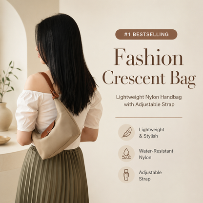 🏆1 Bestselling🏆Fashion Crescent Bag – Lightweight Nylon Handbag with Adjustable Strap