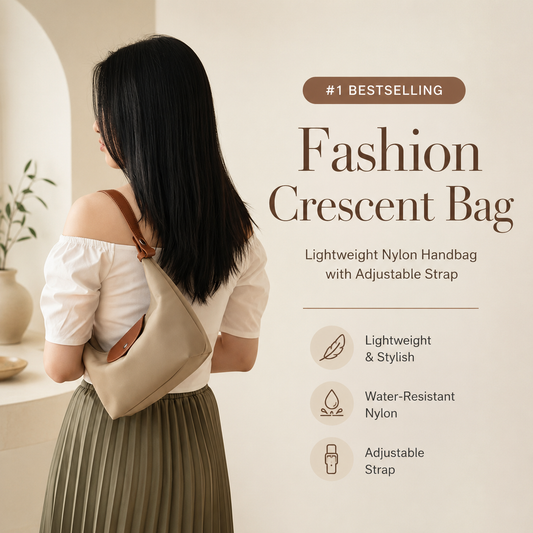 🏆1 Bestselling🏆Fashion Crescent Bag – Lightweight Nylon Handbag with Adjustable Strap