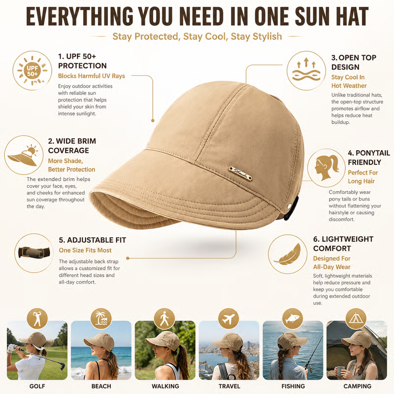 🔥Buy 1 Get 1  Free🔥Women's Wide Brim Sun Visor Hat