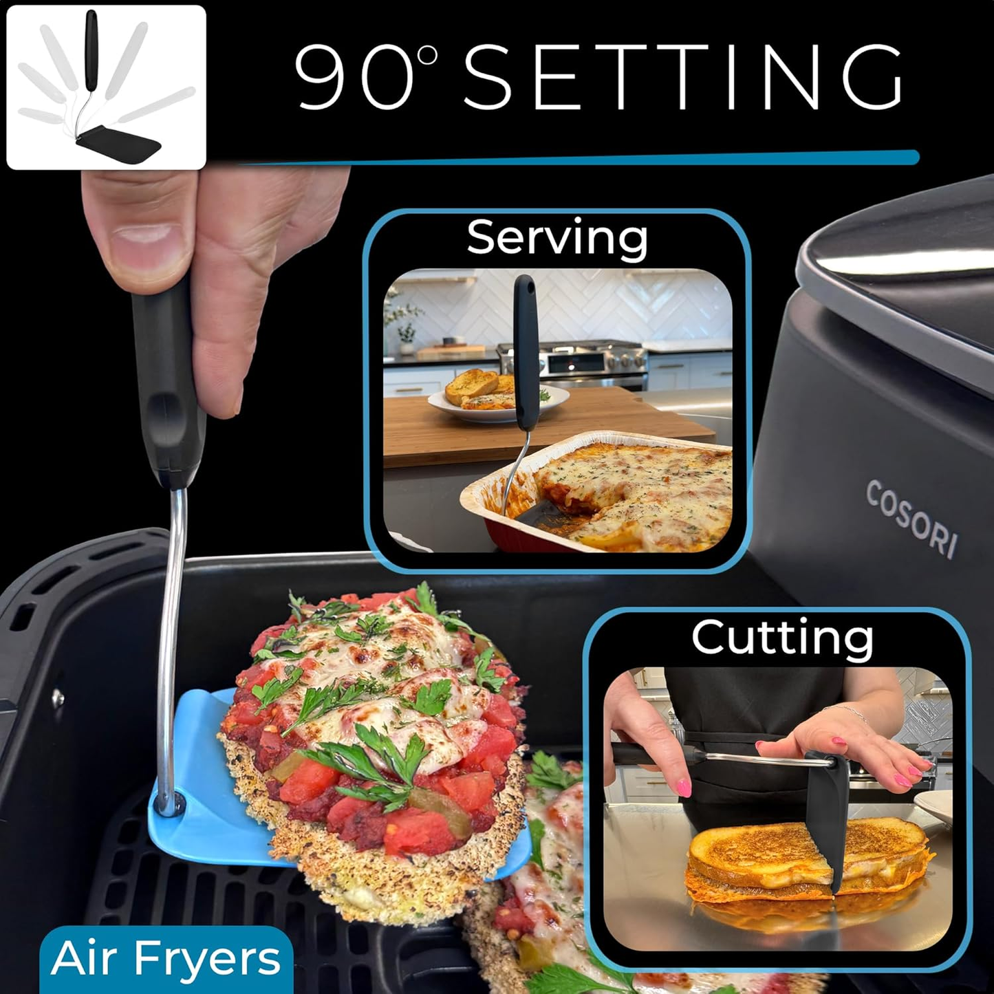 🔥Adjustable Angle Spatula – Turner & Flipper for Eggs, Pancakes, Burgers | Swappable Spatula Heads
