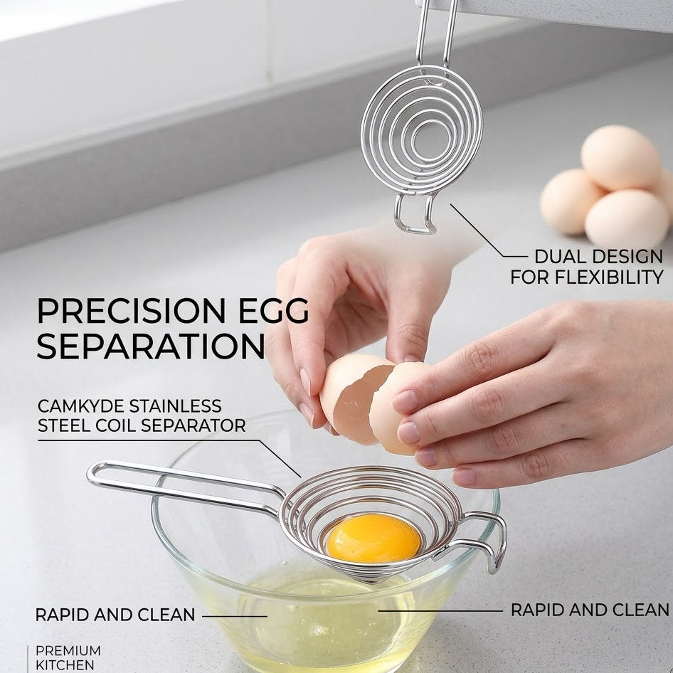 Premium Egg Separator: Stainless Steel Spiral Design for Fast & Precise Yolk Separation
