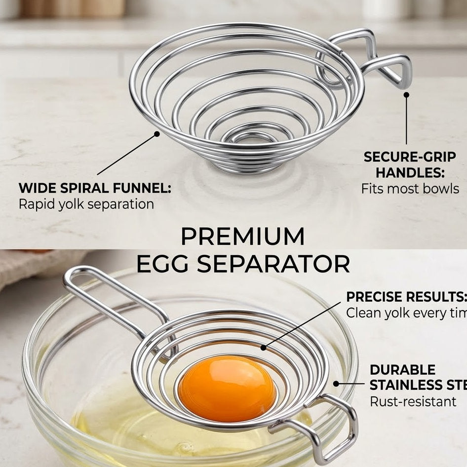 Premium Egg Separator: Stainless Steel Spiral Design for Fast & Precise Yolk Separation