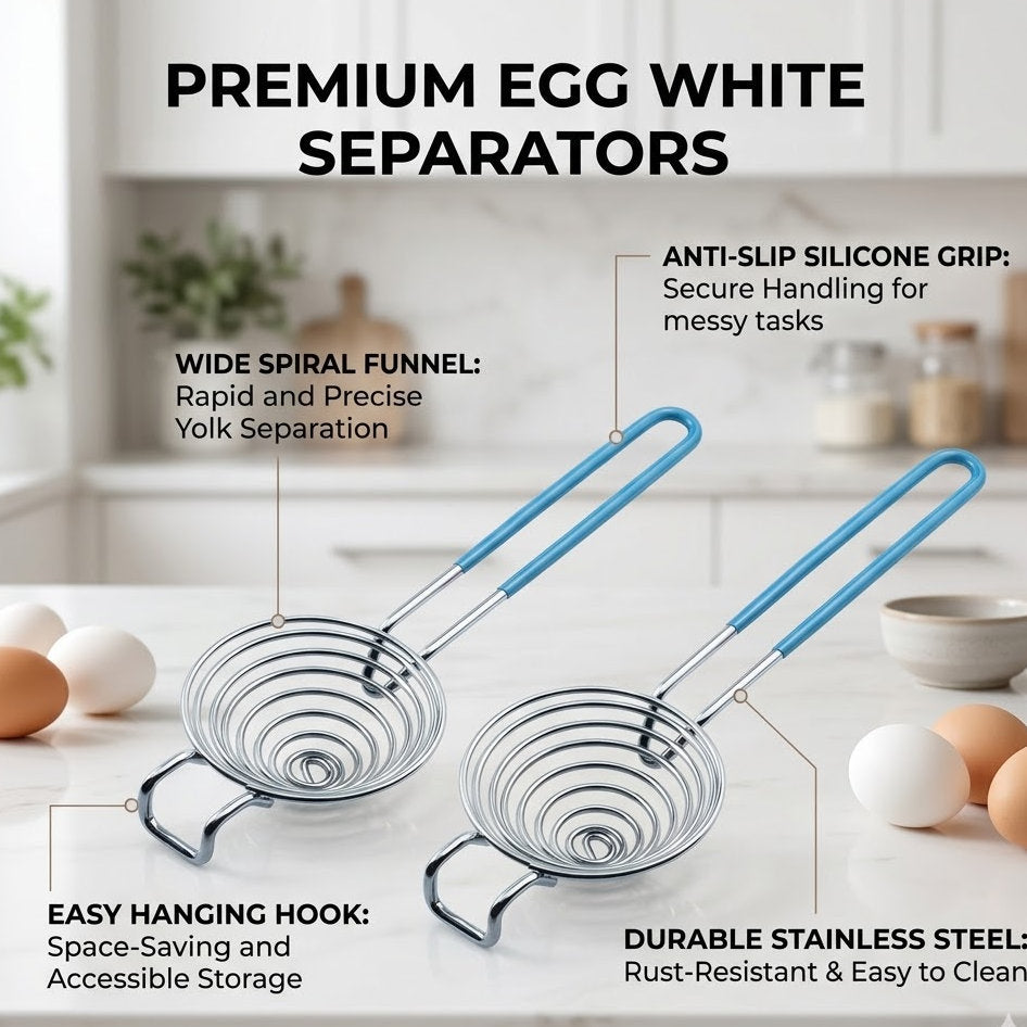 Premium Egg Separator: Stainless Steel Spiral Design for Fast & Precise Yolk Separation