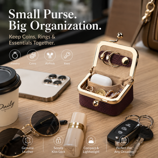 Classic Luxury ✨ Genuine Leather Mini Pouch - Stay Organized in Style! 👜 40K+ Happy Customers - Limited Stock!