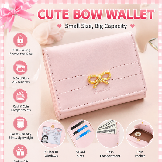 👛Cute Coquette Bow Wallet Small Compact Wallet