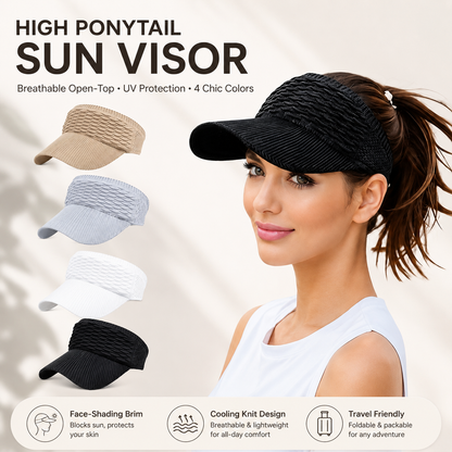 ☀️Women's High Ponytail Sun Visor Hat Aesthetic Breathable Open-Top UV Protection Cap