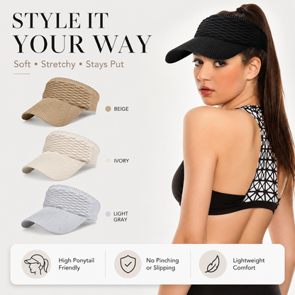 ☀️Women's High Ponytail Sun Visor Hat Aesthetic Breathable Open-Top UV Protection Cap