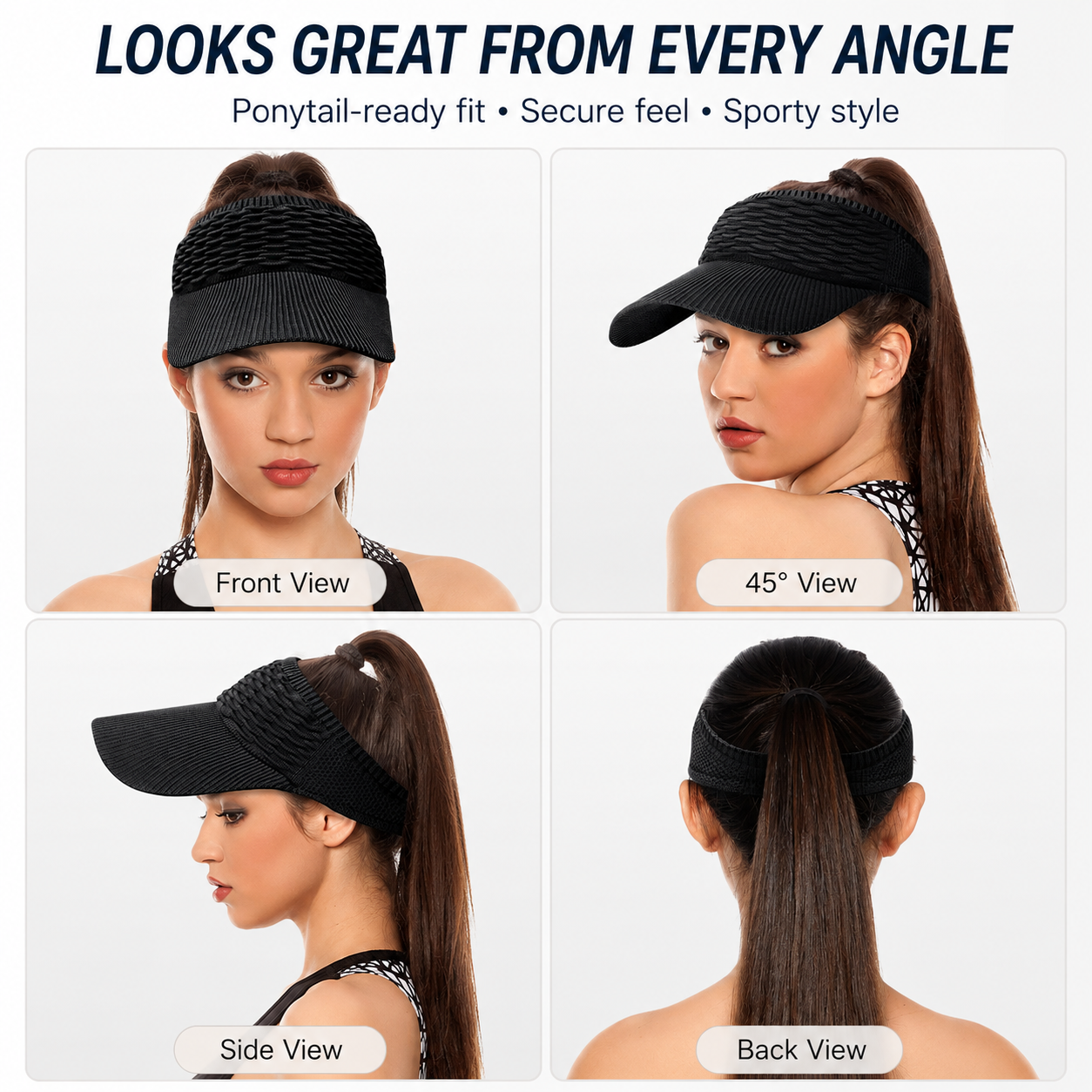 ☀️Women's High Ponytail Sun Visor Hat Aesthetic Breathable Open-Top UV Protection Cap