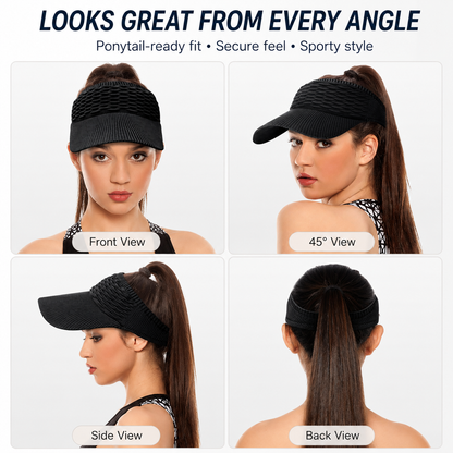 ☀️Women's High Ponytail Sun Visor Hat Aesthetic Breathable Open-Top UV Protection Cap
