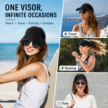 ☀️Women's High Ponytail Sun Visor Hat Aesthetic Breathable Open-Top UV Protection Cap
