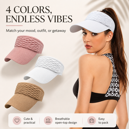 ☀️Women's High Ponytail Sun Visor Hat Aesthetic Breathable Open-Top UV Protection Cap