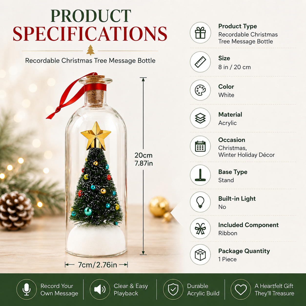 🎅🎄Christmas Sale -Recordable Christmas Tree Message In A Bottle