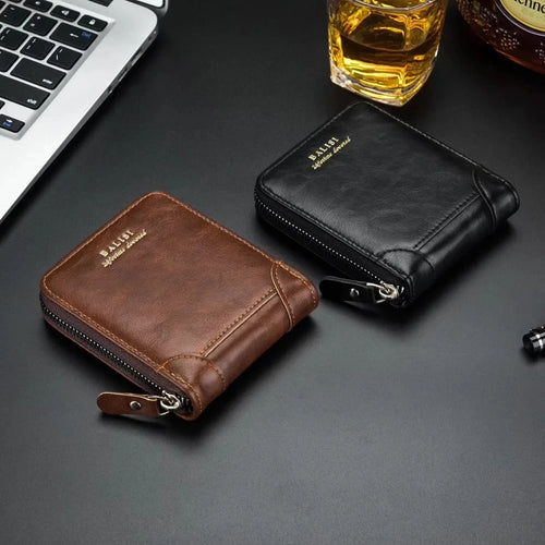 2026 New Men's Bifold Wallet - PU Leather, Retro Style Short Mens Wallet, Zipper Card Holder, Coin Storage Money Bag, Men's Accessories, Do Not Wash, Summervibes