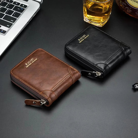 2026 New Men's Bifold Wallet - PU Leather, Retro Style Short Mens Wallet, Zipper Card Holder, Coin Storage Money Bag, Men's Accessories, Do Not Wash, Summervibes