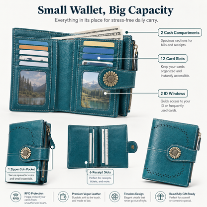 🎁 Almost Gone! ✨Women's Fashion Hollow Out Design Flower Decor Short Wallet