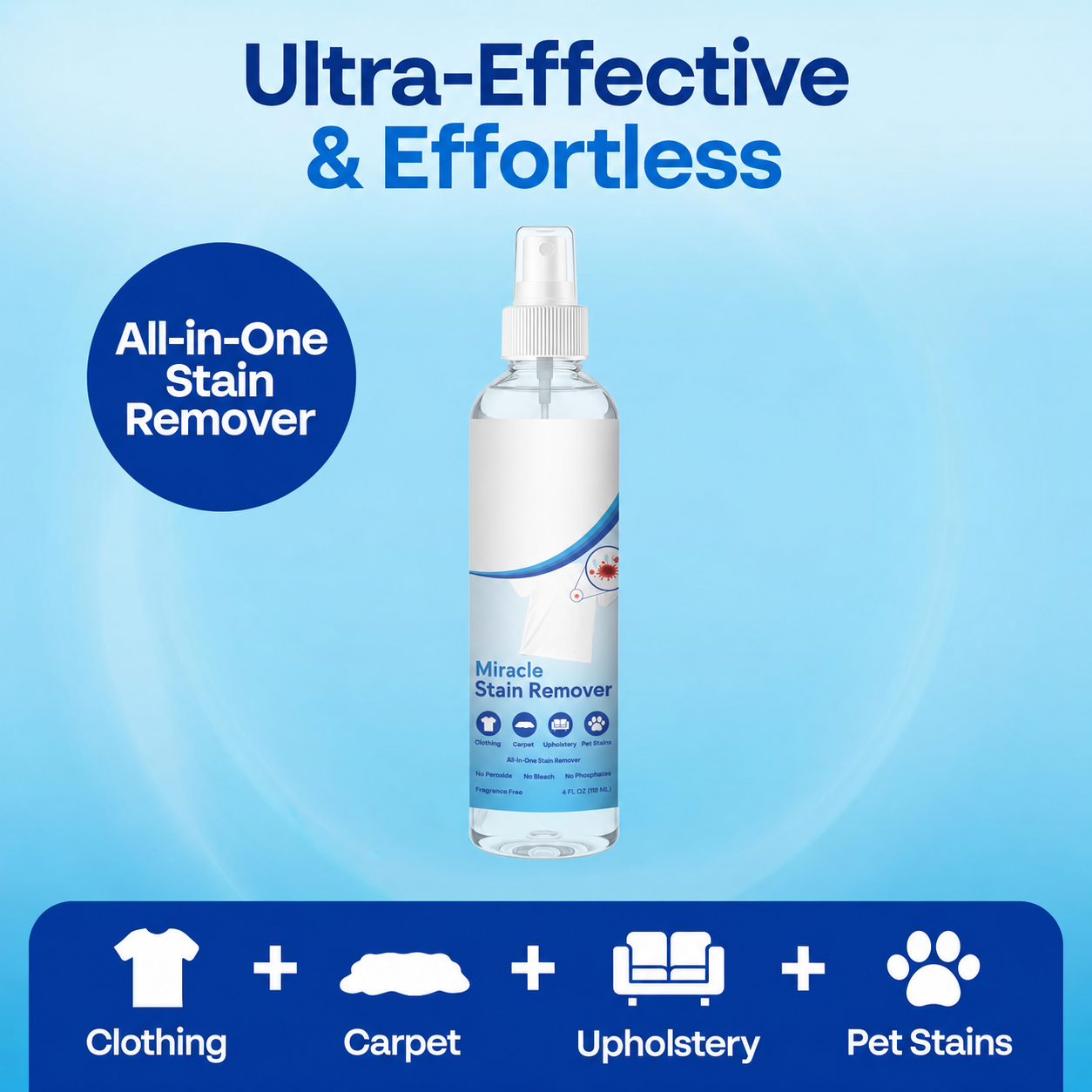 NEW! Magic Stain Remover Spray: Removes Virtually All Household Stains | Powerful All-In-One Solution  | Ultra-Effective Tough Stain Eliminator – 3.52fl oz