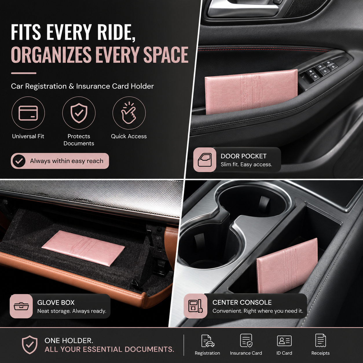 ✨Car Registration & Insurance Card Holder,Car Essential Document Wallet