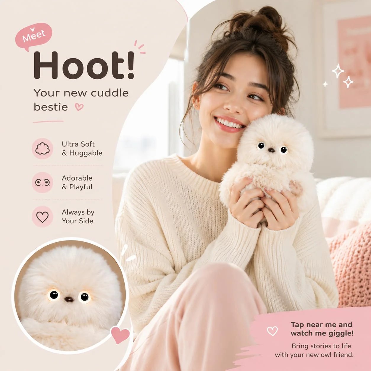 havitera®👀Cute AI shy Emotional companionship robot doll bag charm plush toy👜-It can sing, turn its head, and learn to speak🤖