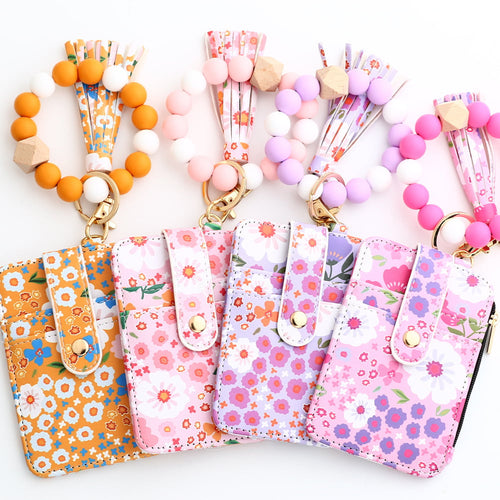 🎁Women's Boho Style Beaded & Tassel Decorated Keychain with Flower Pattern Wallet