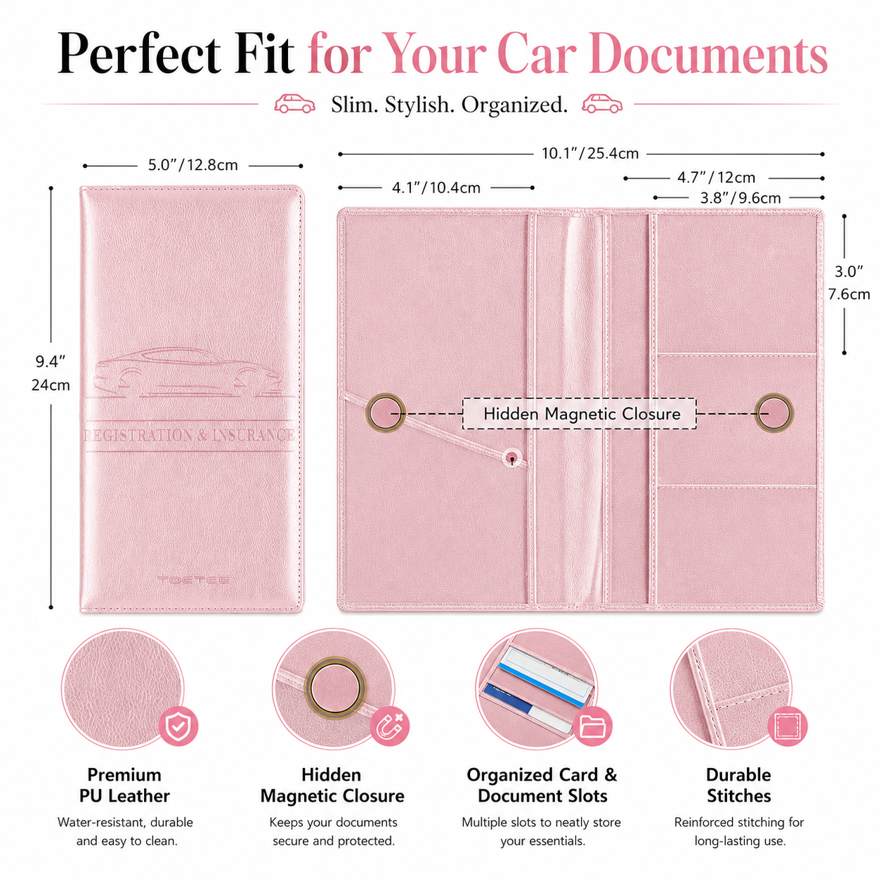 ✨Car Registration & Insurance Card Holder,Car Essential Document Wallet