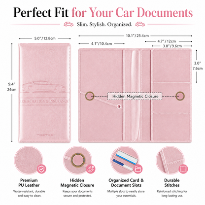 ✨Car Registration & Insurance Card Holder,Car Essential Document Wallet