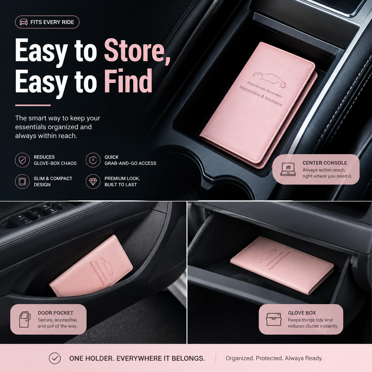 ✨Car Registration & Insurance Card Holder,Car Essential Document Wallet